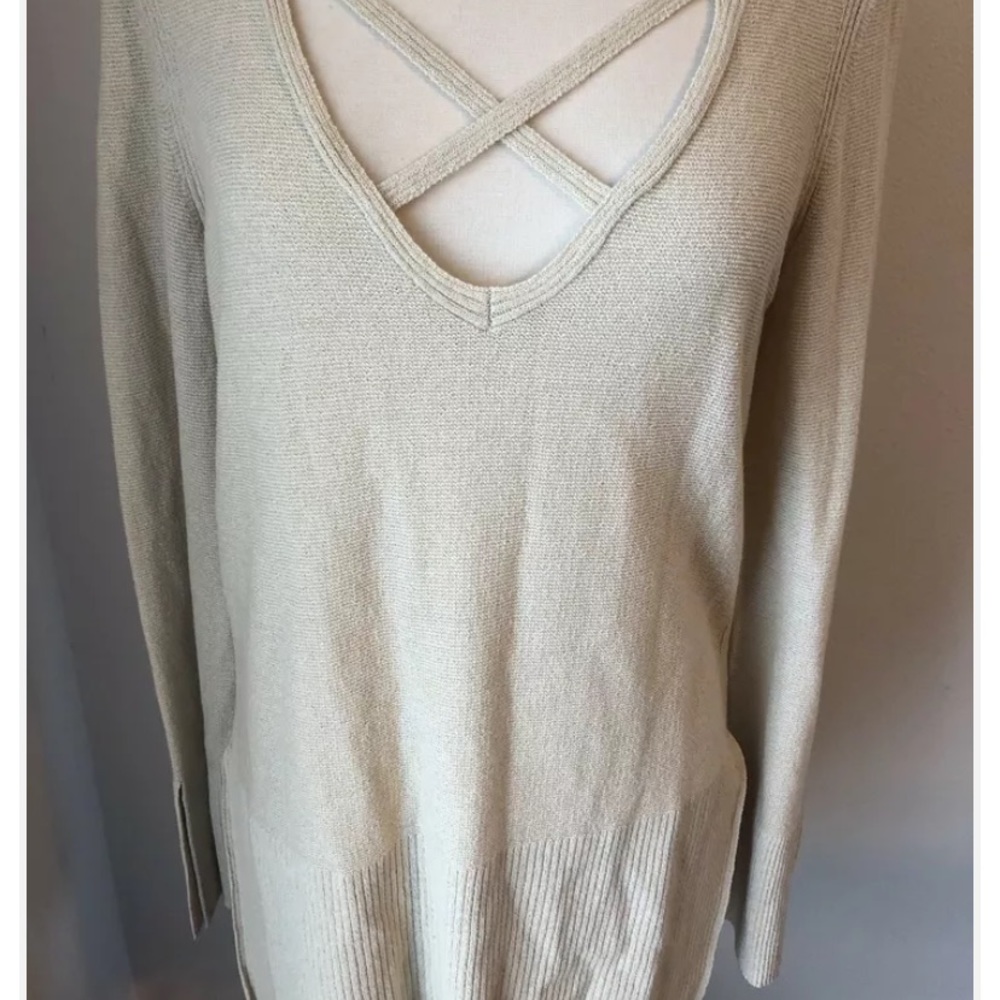 Free People Sweater Sexy Criss Cross Cream medium